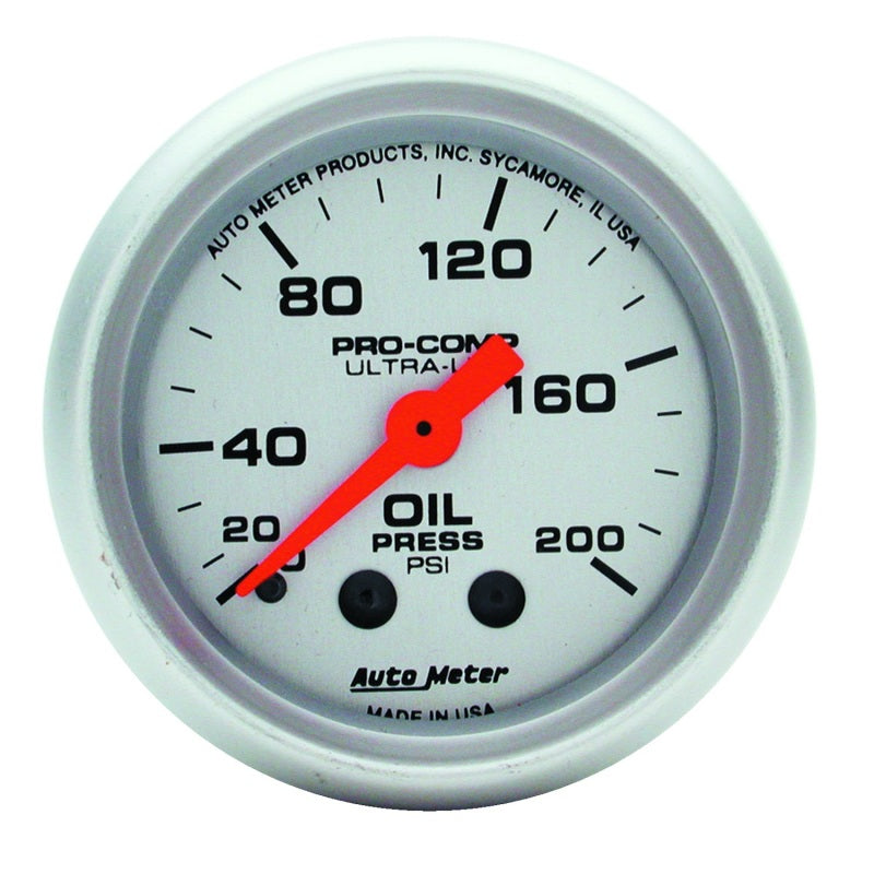 Autometer Ultra-Lite 52mm 0-200 PSI Mechanical Oil Pressure Gauge - Blais Performance Parts