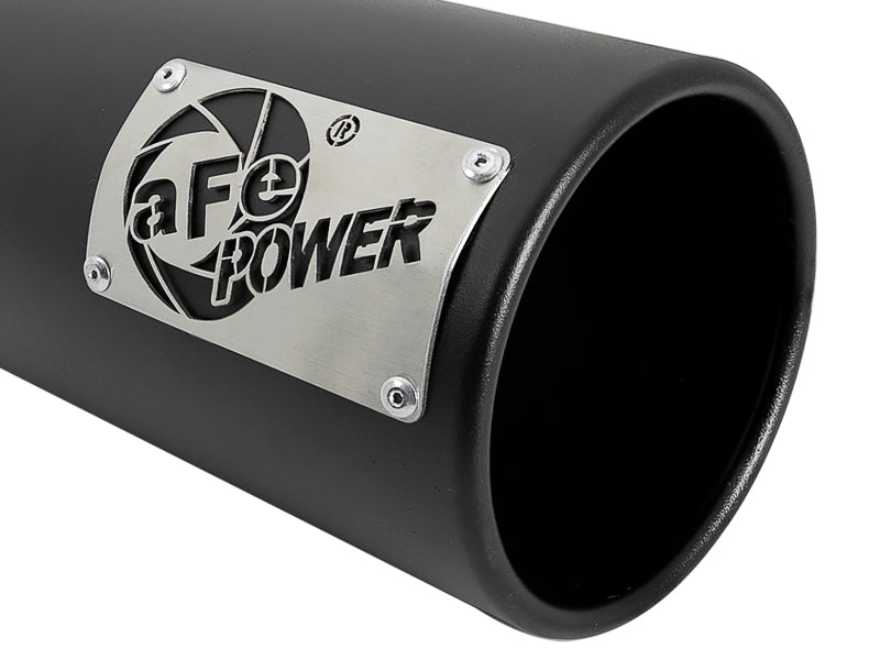 aFe SATURN 4S 4in SS Intercooled Exhaust Tip - Black 4in In x 5in Out x 12in L Bolt-On - Blais Performance Parts