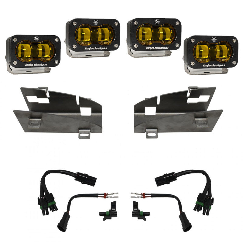 Baja Designs 19-22 Dodge RAM 1500 Rebel / 21-22 1500 TRX S2 SAE Dual Fog Pocket Light Kit - Amber - Blais Performance Parts