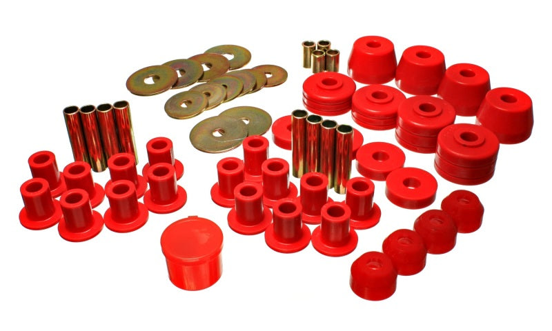 Energy Suspension 72-85 Dodge/Plymouth 1/2 & 3/4 Ton S/C Pickup Red Hyper-Flex Master Bushing Set - Blais Performance Parts