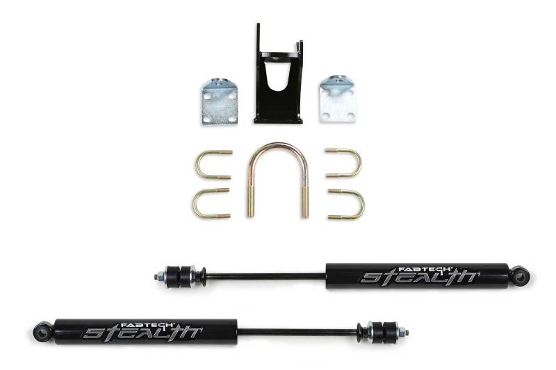 Fabtech 05-21 Ford F250/350 4WD Dual Stealth Steering Stabilizer Kit - Opposing Style - Blais Performance Parts