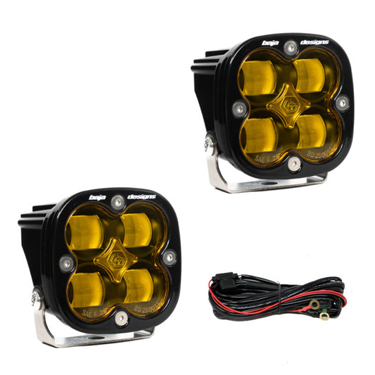 Baja Designs Squadron SAE LED Auxiliary Light Pod Pair - Amber - Blais Performance Parts
