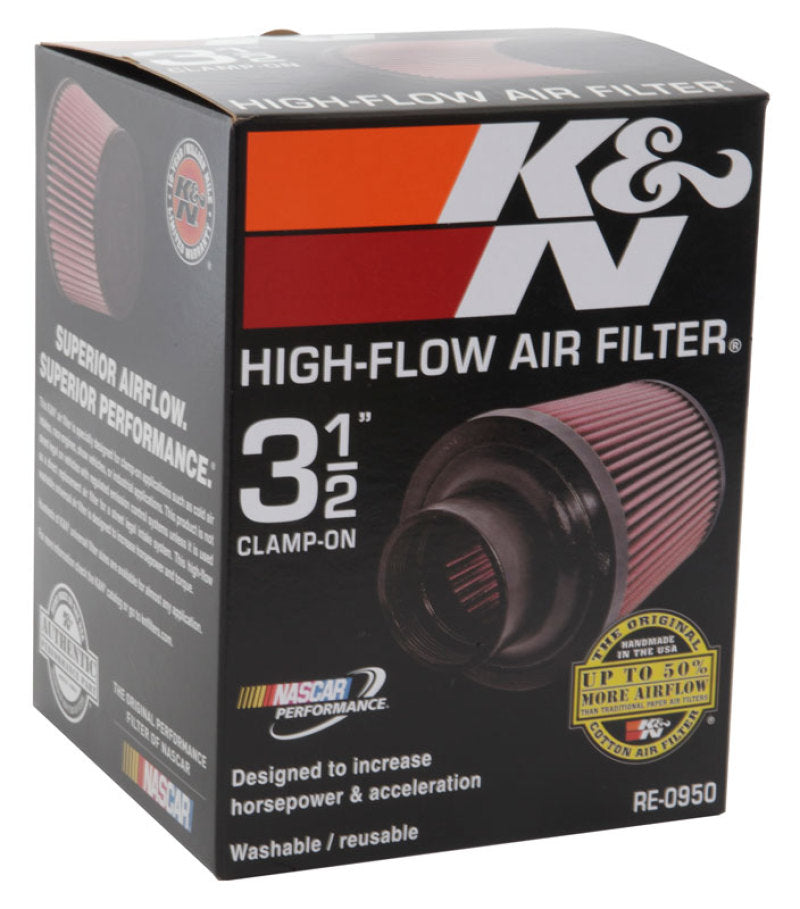 K&N Universal Rubber Filter 3 1/2inch ID FLG / 6inch Base / 4-5/8inch Top / 6inch Height - Blais Performance Parts