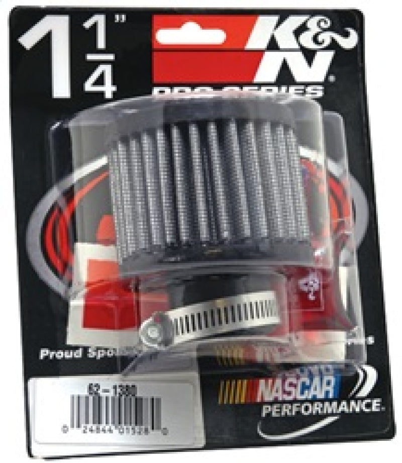 K&N 1.25in Flange ID x 3in OD x 2.5 inch H Rubber Base Crankcase Vent Filter - Blais Performance Parts