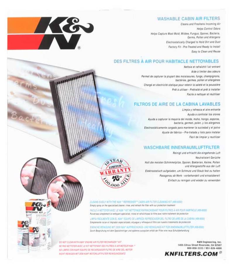 K&N 05-14 VW Jetta 2.5L 2.0L / EOS Cabin Air Filter - Blais Performance Parts