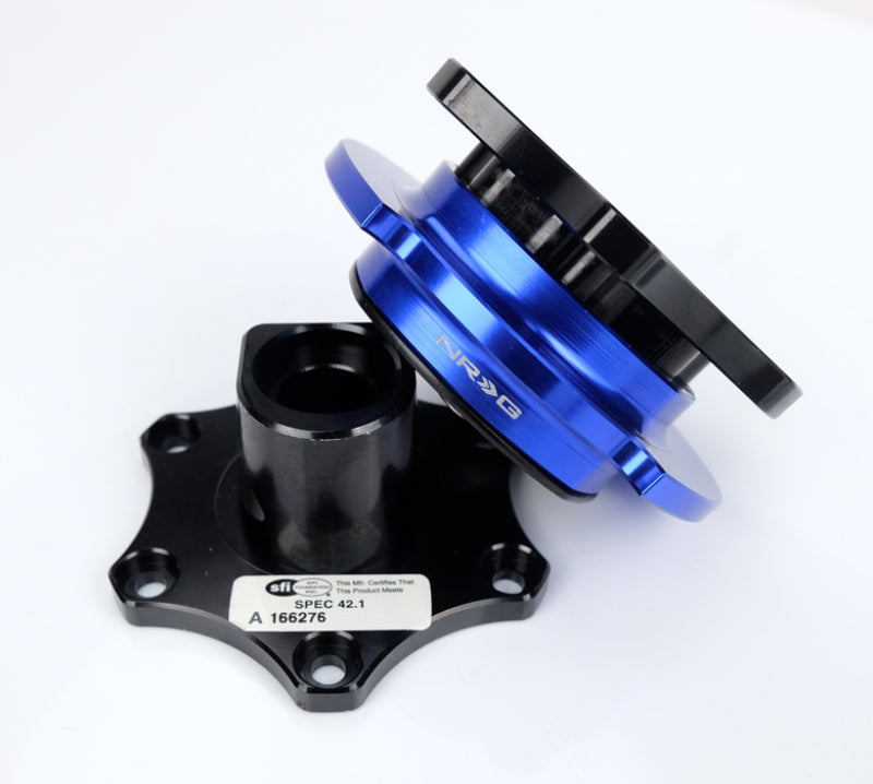 NRG Race Short Hub Datsun - Black Body Blue Ring - Blais Performance Parts