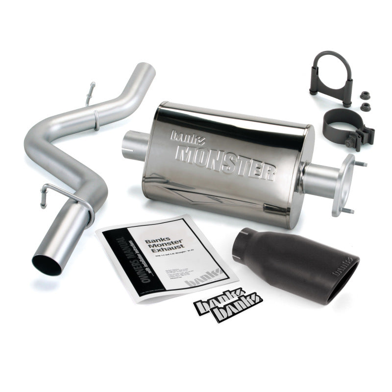 Banks Power 04-06 Jeep 4.0L Wrangler Unlimited Monster Exhaust Sys - SS Single Exhaust w/ Black Tip - Blais Performance Parts