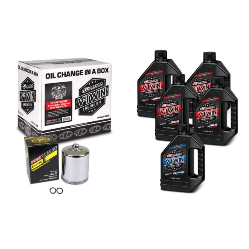 Maxima V-Twin Oil Change Kit Synthetic w/ Chrome Filter Sportster - Blais Performance Parts