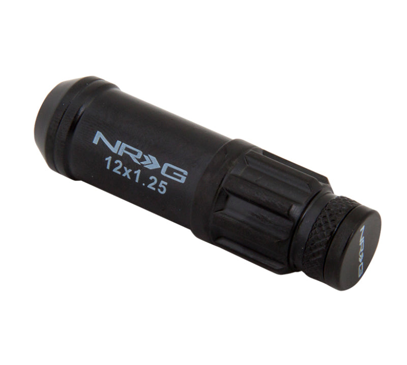 NRG 700 Series M12 X 1.25 Steel Lug Nut w/Dust Cap Cover Set 21 Pc w/Locks & Lock Socket - Black - Blais Performance Parts