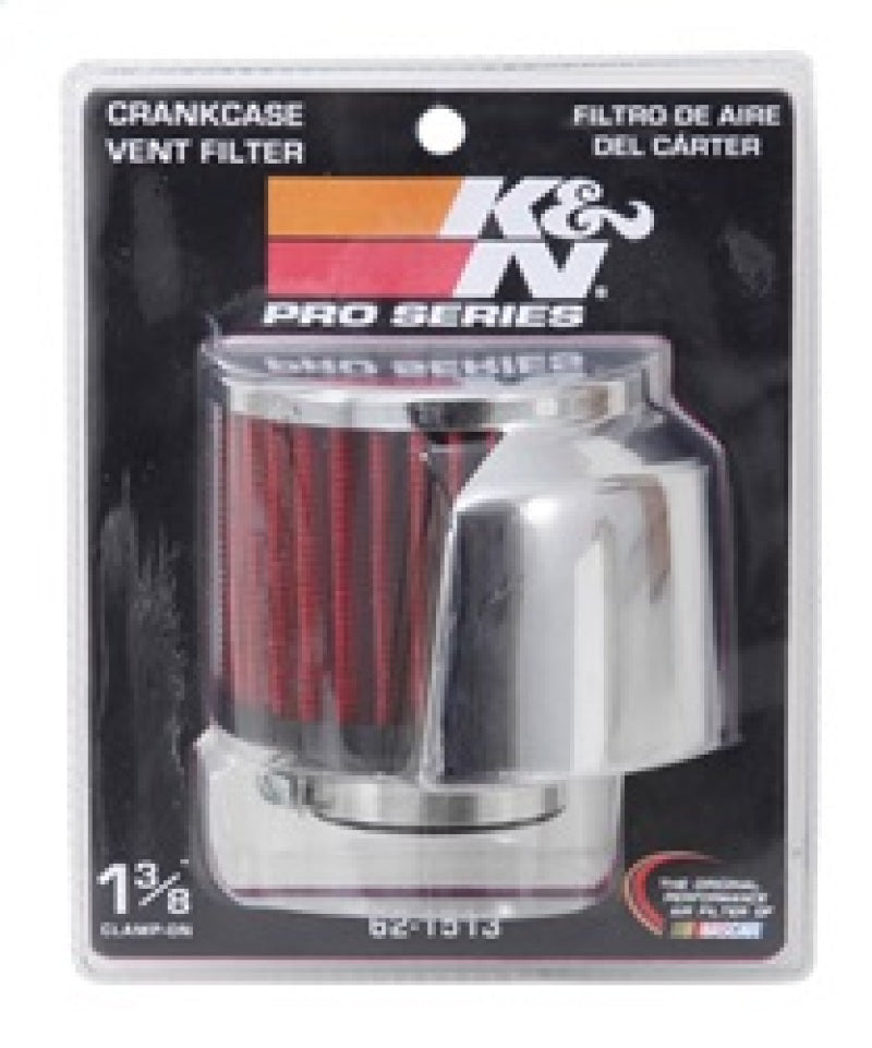 K&N 1.375in Flange ID x 3in OD x 2.5in Height Clamp On Crankcase Vent Filter - Blais Performance Parts