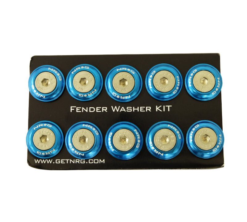 NRG Fender Washer Kit w/Rivets For Plastic (Blue) - Set of 10 - Blais Performance Parts