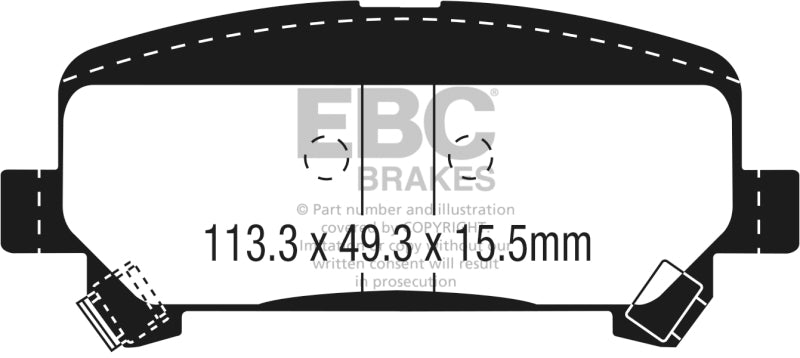 EBC 15+ Chevrolet Colorado 2.5 Yellowstuff Rear Brake Pads - Blais Performance Parts