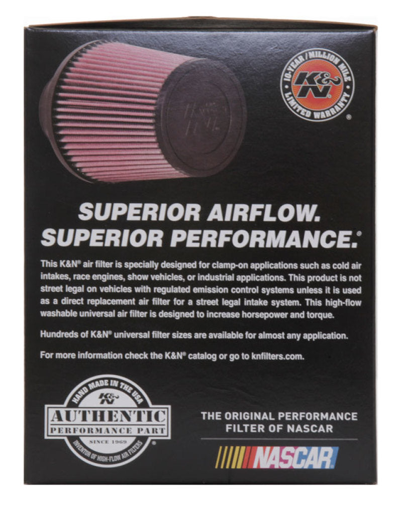 K&N Universal Rubber Filter 3 1/2inch ID FLG / 6inch Base / 4-5/8inch Top / 6inch Height - Blais Performance Parts