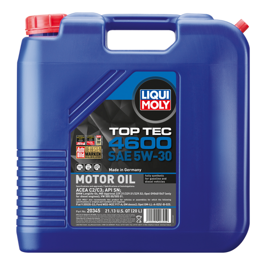 LIQUI MOLY 20L Top Tec 4600 Motor Oil SAE 5W30 - Blais Performance Parts