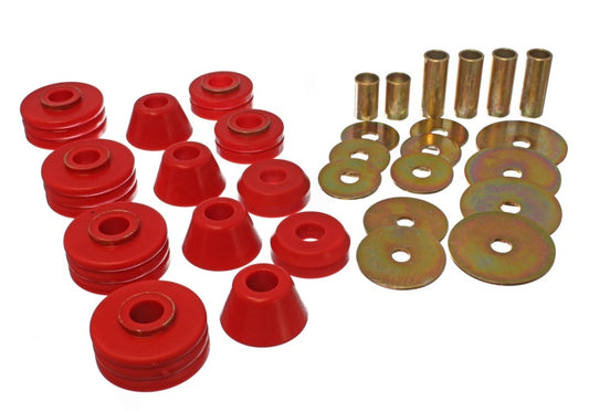 Energy Suspension 73-80 GM 1/2 Ton C-10/C1500 Pick Up 2WD Red Body (Cab) Mount Set - Blais Performance Parts