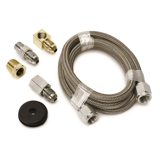 Autometer #4 Braided SS Line (-4AN) 3ft 1/8in NPT Fittings - Blais Performance Parts