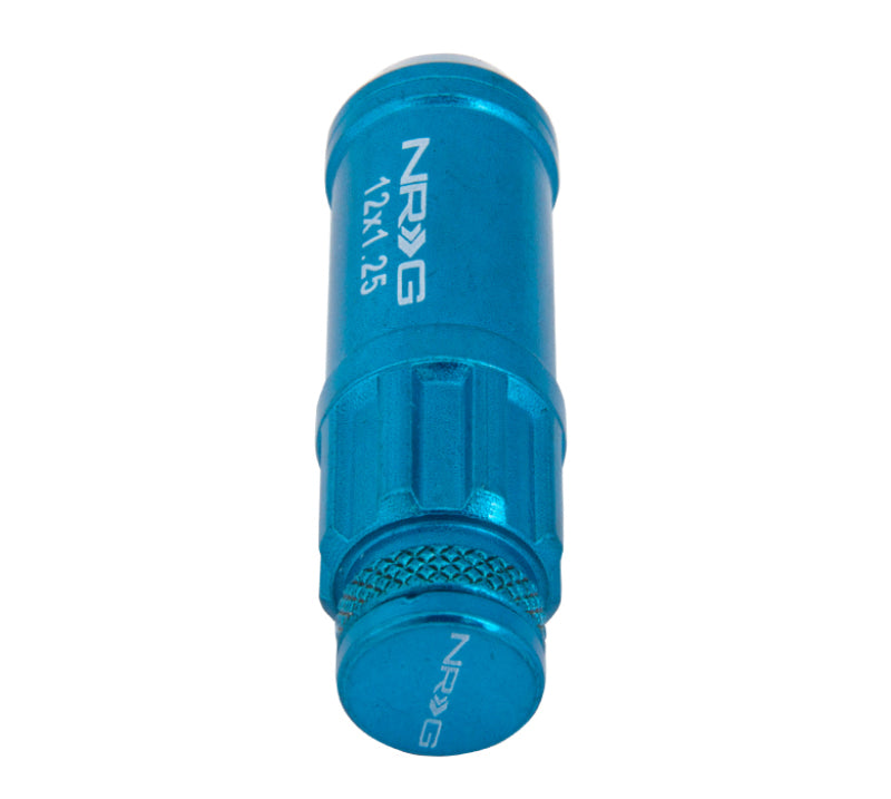 NRG 700 Series M12 X 1.25 Steel Lug Nut w/Dust Cap Cover Set 21 Pc w/Locks & Lock Socket - Blue - Blais Performance Parts