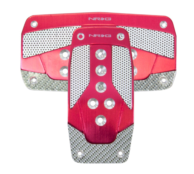 NRG Aluminum Sport Pedal A/T - Red w/Silver Carbon - Blais Performance Parts