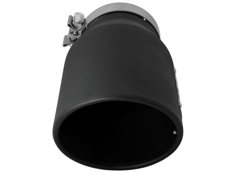 aFe MACHForce XP 5in 304 Stainless Steel Exhaust Tip 5 In x 7 Out x 12L in Bolt On Right - Black - Blais Performance Parts