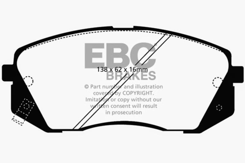 EBC 15+ Hyundai Sonata 1.6 Turbo (Elec Park Brake) Redstuff Front Brake Pads - Blais Performance Parts