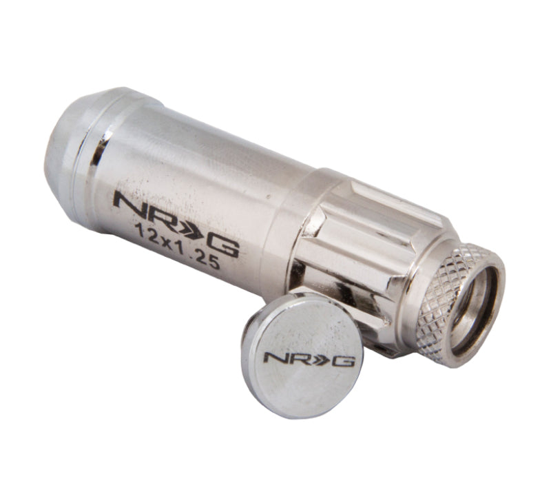 NRG 700 Series M12 X 1.25 Steel Lug Nut w/Dust Cap Cover Set 21 Pc w/Locks & Lock Socket - Silver - Blais Performance Parts