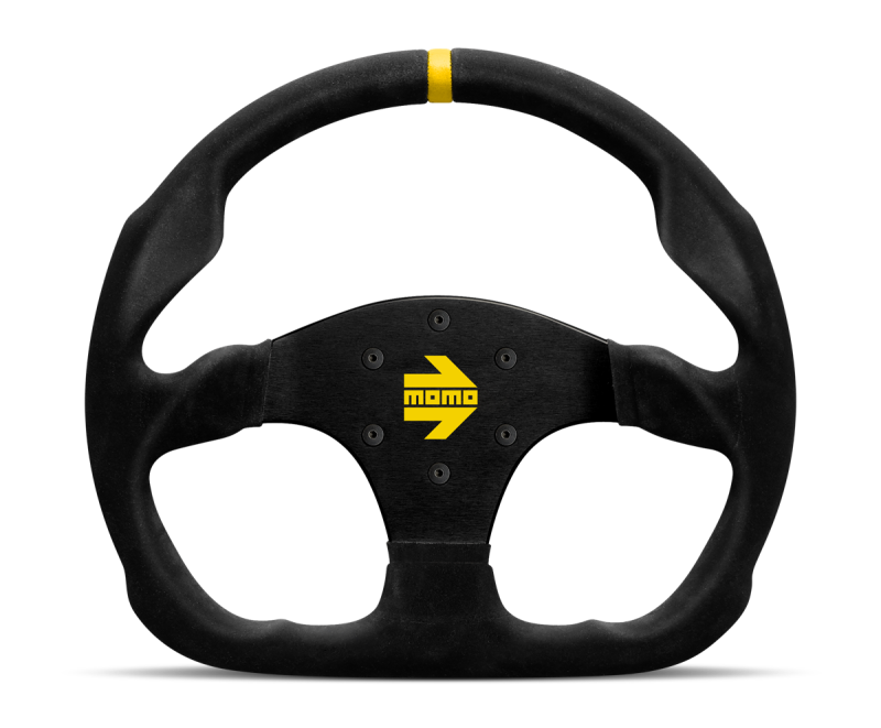 Momo MOD30 Steering Wheel 320 mm -  Black Suede/Black Spokes/1 Stripe - Blais Performance Parts