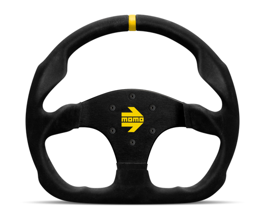 Momo MOD30 Steering Wheel 320 mm -  Black Suede/Black Spokes/1 Stripe - Blais Performance Parts