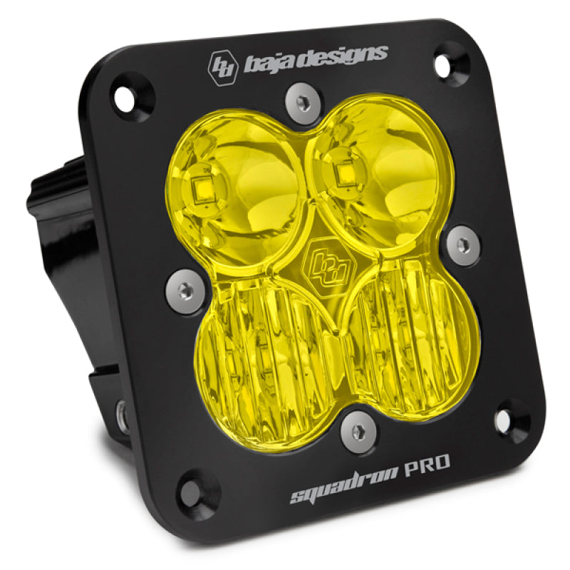 Baja Designs Squadron Pro Flush Mount Black Driving/Combo Pattern LED Light Pod - Amber - Blais Performance Parts