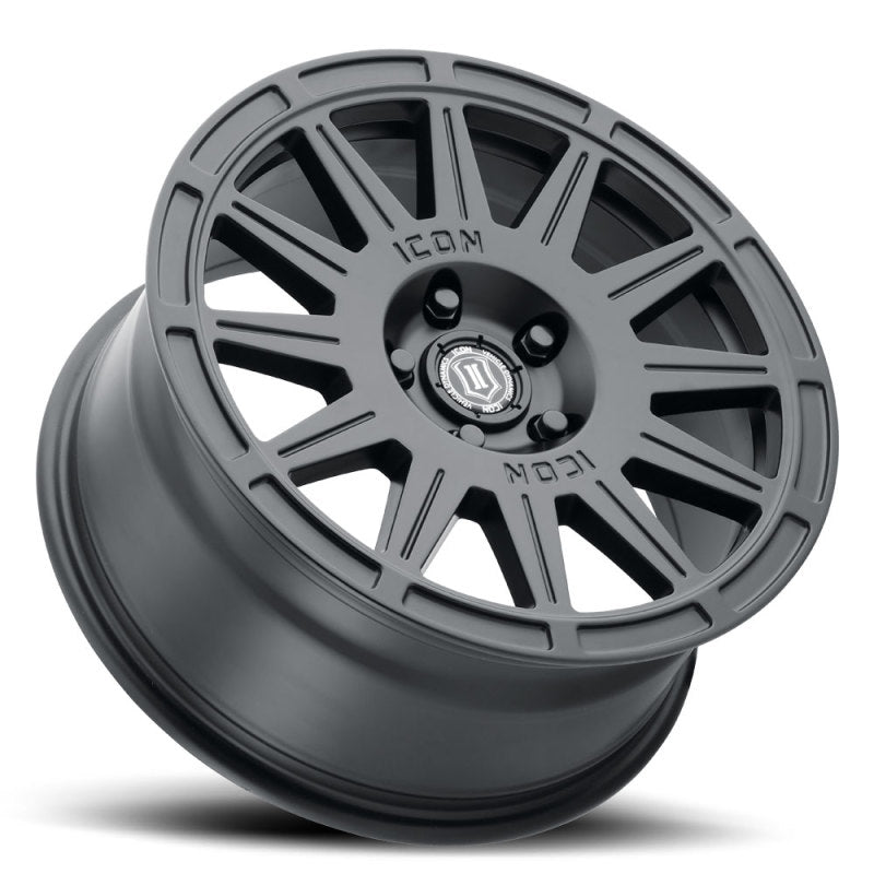 ICON Ricochet 17x8 5x4.5 38mm Offset 6in BS Satin Black Wheel - Blais Performance Parts
