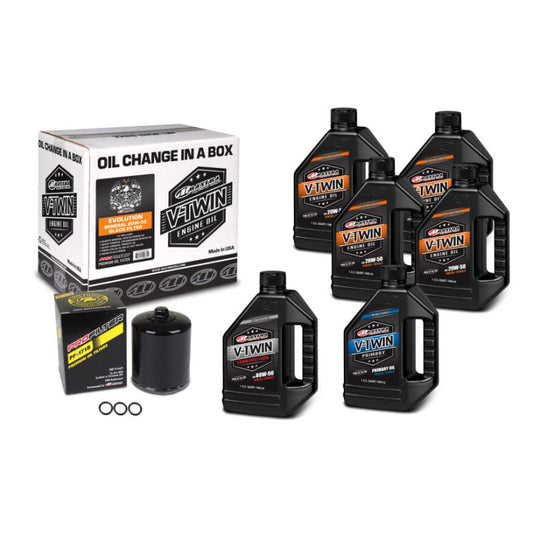 Maxima V-Twin Oil Change Kit Mineral w/ Black Filter Evolution - Blais Performance Parts