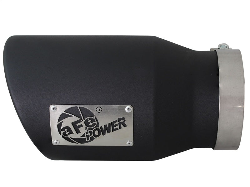 aFe MACHForce XP 5in 304 Stainless Steel Exhaust Tip 5 In x 7 Out x 12L in Bolt On Right - Black - Blais Performance Parts