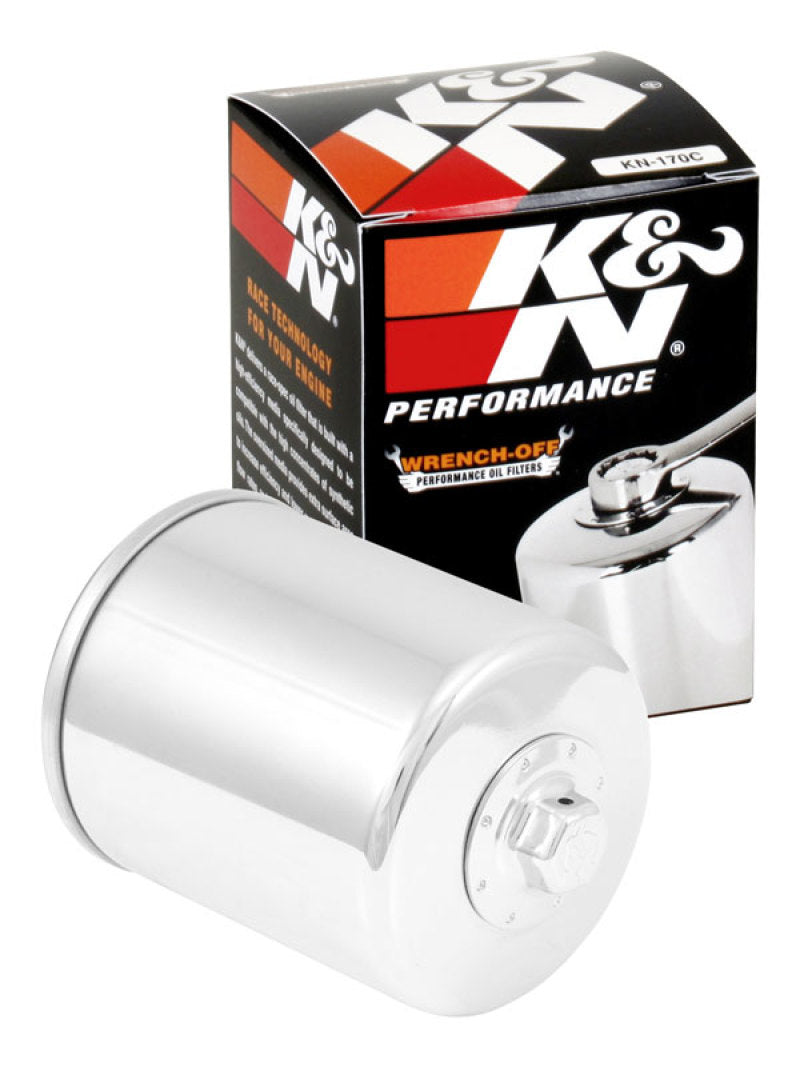 K&N Harley Davidson 3in OD x 4.063in H Chrome Oil Filter - Blais Performance Parts