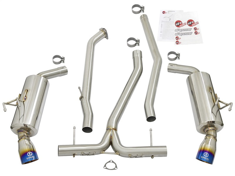 aFe POWER Takeda 16-17 Honda Civic I4-1.5L (t) 2.5-2.25in 304 SS CB Dual-Exit Exhaust Blue Tips - Blais Performance Parts