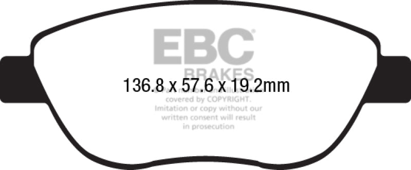 EBC 14-17 Fiat 500 Redstuff Ceramic Low Dust Front Brake Pads - Blais Performance Parts