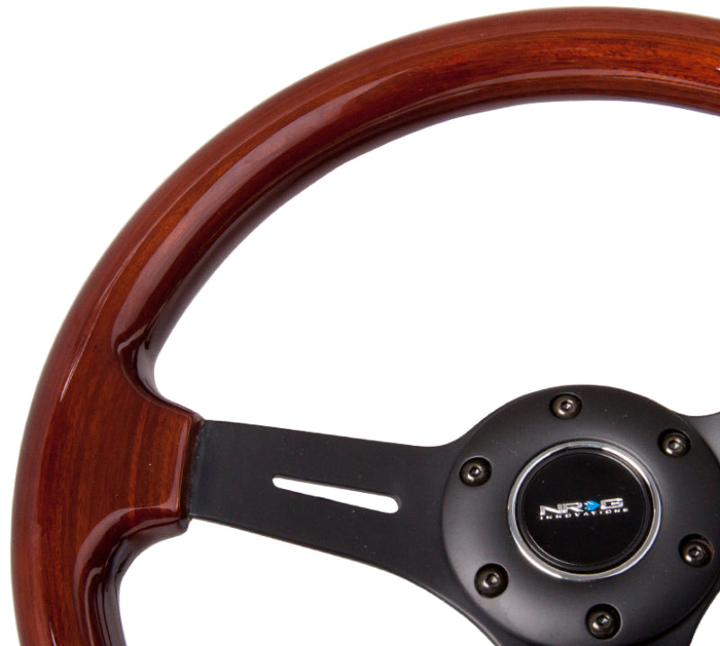 NRG Classic Wood Grain Steering Wheel (330mm) Wood Grain w/Matte Black 3-Spoke Center - Blais Performance Parts