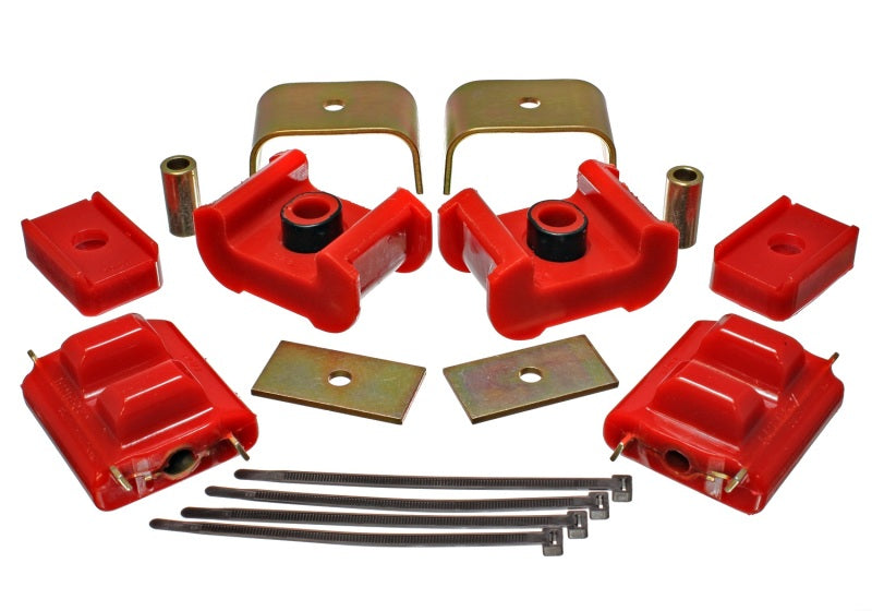 Energy Suspension 73-84 K5 Blazer 4WD Fullsize Red Complete Motor&Trans Mount Set Zinc Finish - Blais Performance Parts