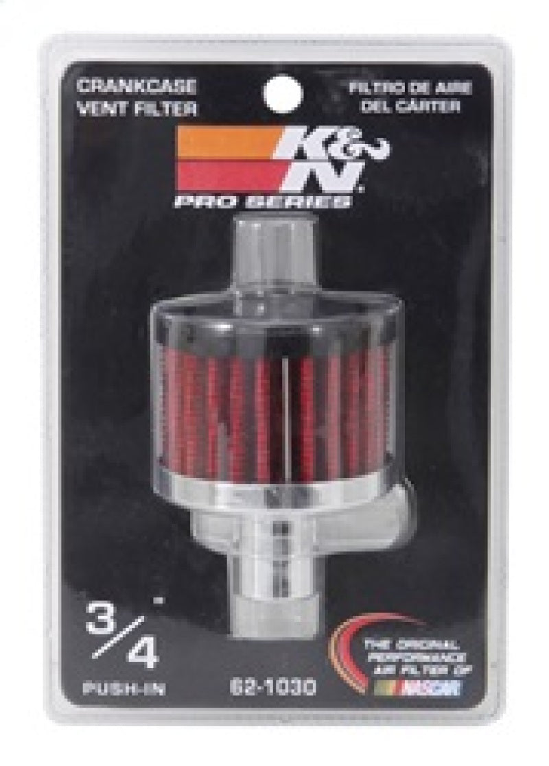 K&N Steel Base Crankcase Vent Filter .75in Vent OD x 2in OD x 1.5in Height - Blais Performance Parts