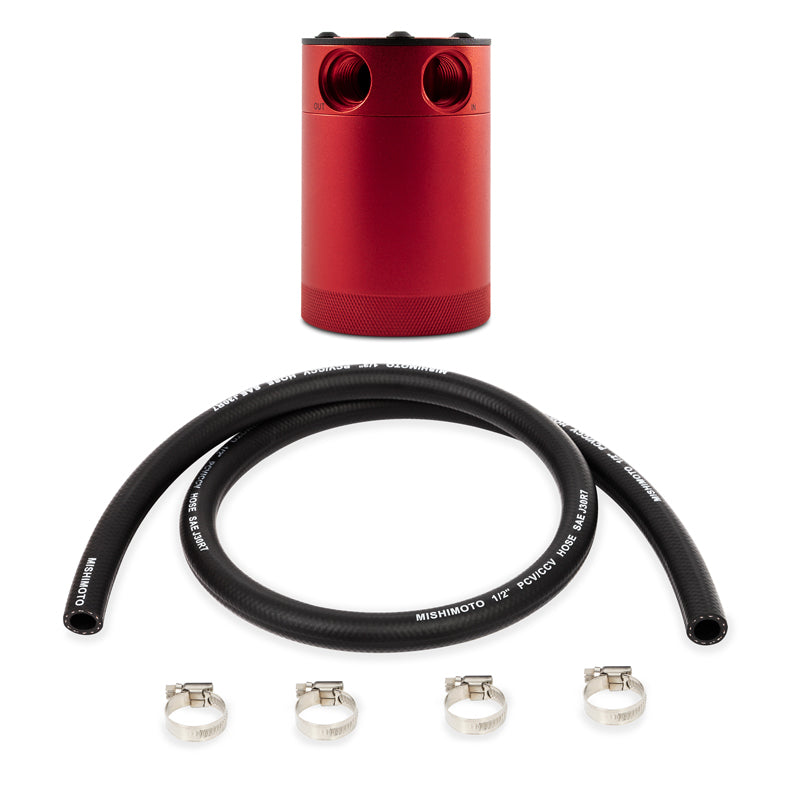 Mishimoto Compact Baffled Oil Catch Can - 2-Port - Red - Blais Performance Parts