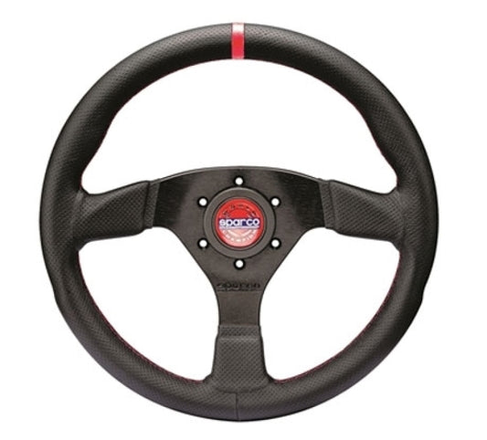 Sparco Steering Wheel R383 Champion Black Leather / Red Stiching - Blais Performance Parts