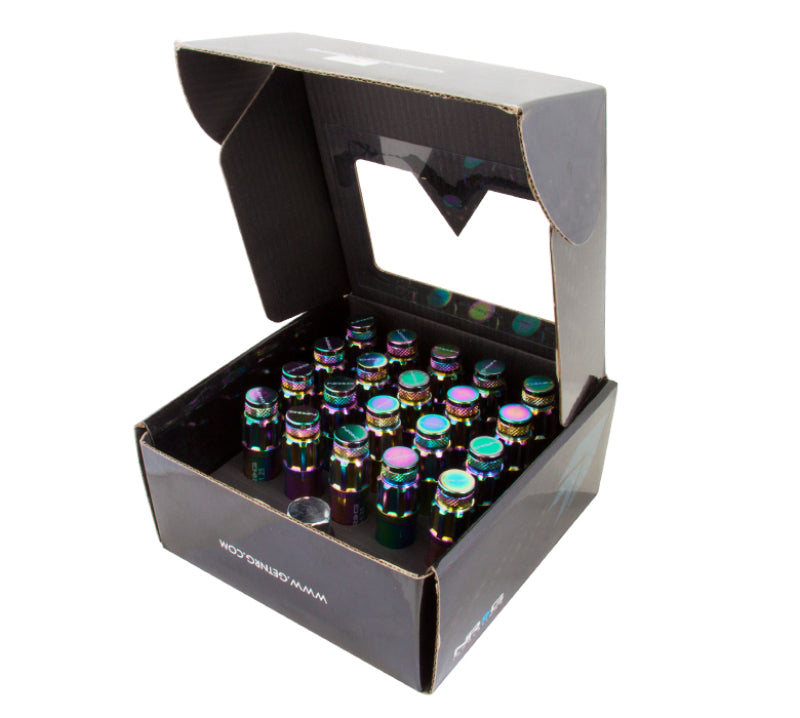 NRG 700 Series M12 X 1.5 Steel Lug Nut w/Dust Cap Cover Set 21 Pc w/Locks & Lock Socket - Neochrome - Blais Performance Parts