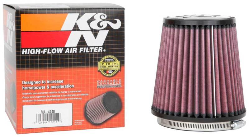 K&N Filter Universal Rubber Filter Round Tapered 4.5in  Flange 5.875in Base 4.5 inch Top 6in  Height - Blais Performance Parts