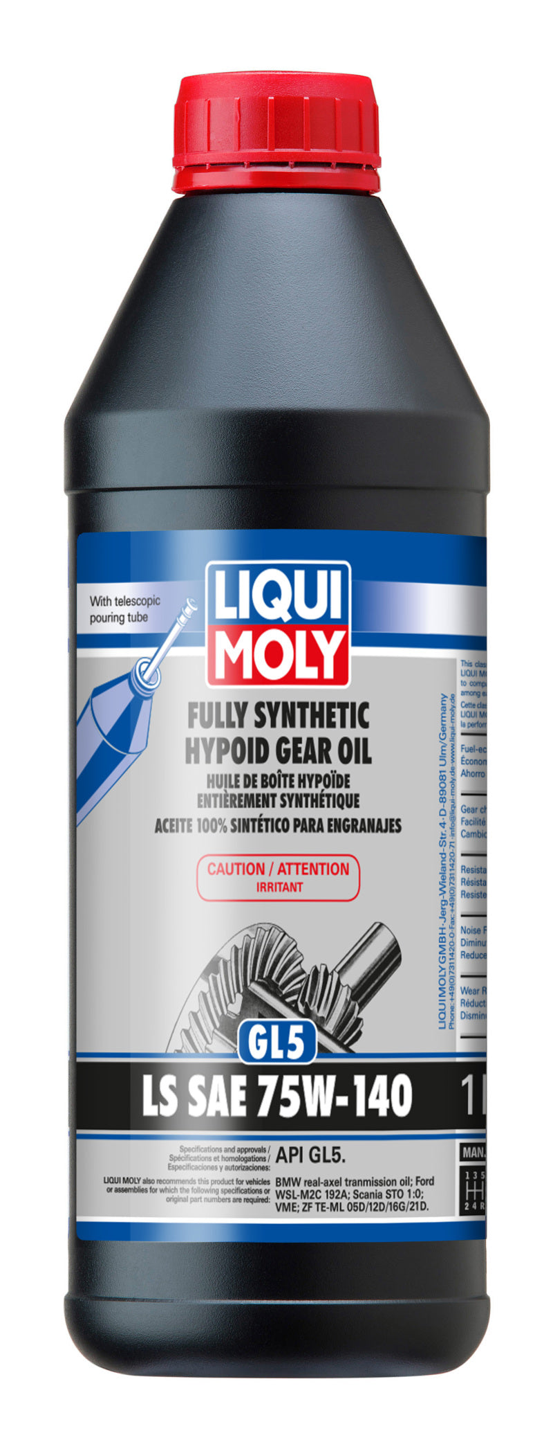 LIQUI MOLY 1L Fully Synthetic Hypoid Gear Oil (GL5) LS SAE 75W140 - Blais Performance Parts