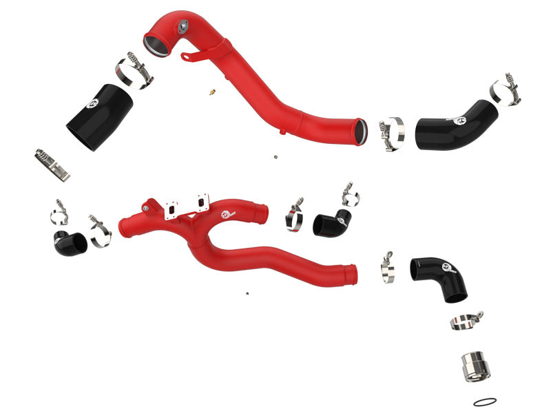 AFE 18-21 Kia Stinger V6-3.3L BladeRunner Alum Hot/Cold Charge Pipe Kit Red - Blais Performance Parts