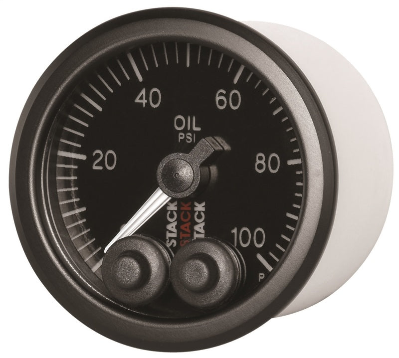 Autometer Stack Instruments Pro Control 52mm 0-100 PSI Oil Pressure Gauge - Black (1/8in NPTF Male) - Blais Performance Parts