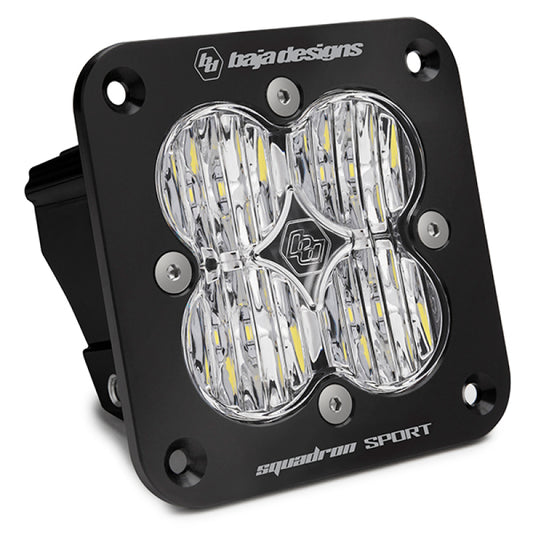 Baja Designs Squadron Sport Black Wide Cornering Pattern Flush Mount LED Light Pod - Clear - Blais Performance Parts