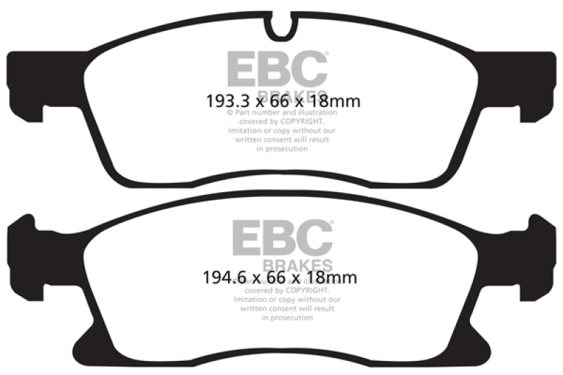 EBC 11+ Dodge Durango 3.6 Ultimax2 Front Brake Pads - Blais Performance Parts