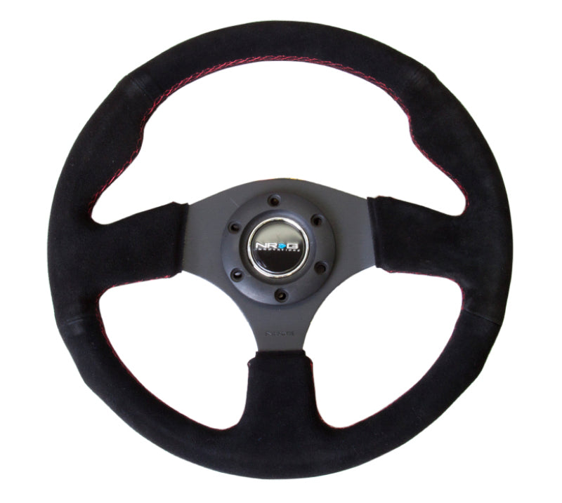 NRG Reinforced Steering Wheel (320mm) Suede w/Red Stitch - Blais Performance Parts