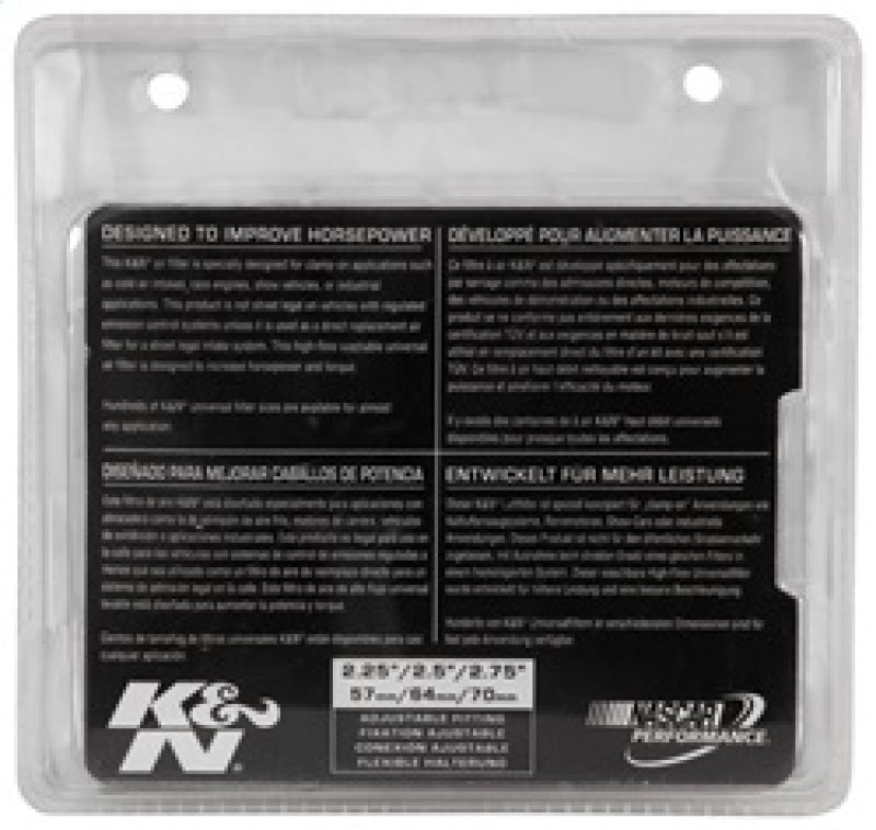 K&N Universal Chrome Filter 2 3/4in FLG / 4 1/2in Bottom / 4 1/2in Height - Blais Performance Parts