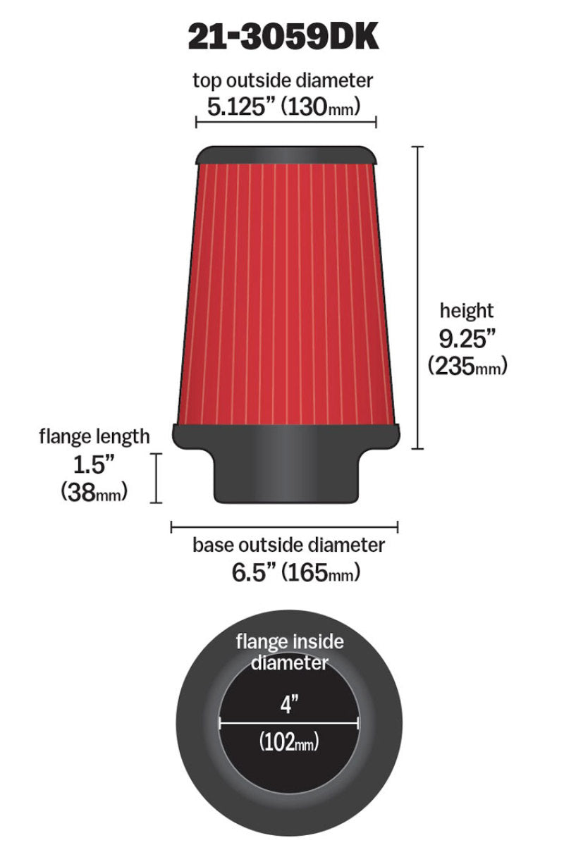 AEM 4 inch x 9 inch x 1 inch Dryflow Element Filter Replacement - Blais Performance Parts