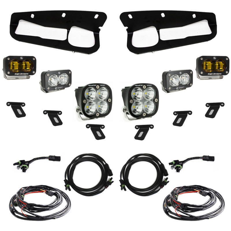 Baja Designs 21-22 Ford Bronco w/Steel Bumper S2 SAE Sportsmen Fog Pocket Light Kit - Amber - Blais Performance Parts